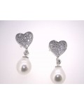 EARRING SILVER NATURAL PEARL HEART MICROSE 