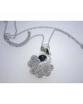 SILVER PENDANT CHAIN RHODIUM PLATED CLOVER MICROSETING 