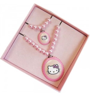 Conjunto Collar y Brazalete de Perlas Hello Kitty
