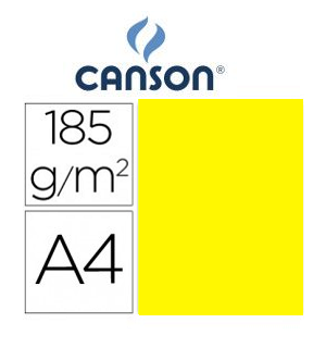 Cartulina Canson A4 Amarillo Canario 185 g.