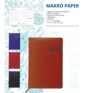 Agenda Makro Paper 150x210mm Día Página burdeo