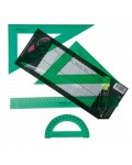 Pack escolar Faber Castell con escuadra, cartabón, regla y semicírculo, color verde