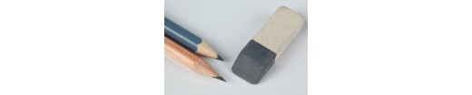 Pencil, sharpening, and erasers