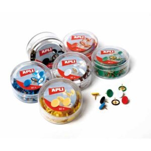 CAJA DE 50 CHINCHETAS COLORES SURTIDOS APLI