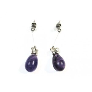 Pendientes Piedra Malva y Pedrería