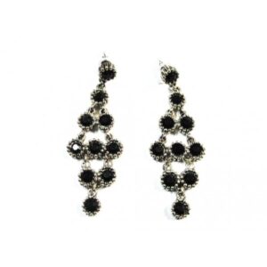 Pendientes Largos con Pedrería en Negro