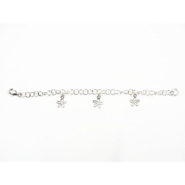 PULSERA PLATA INFANTIL FLORES