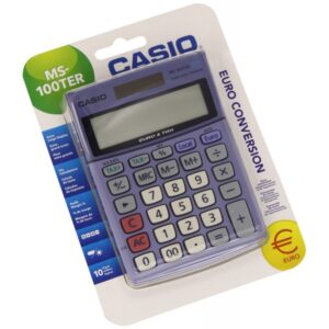 Calculadora Básica CASIO MS-100TER-SA-EH, 30.7 x 103 x 145 mm, Azul