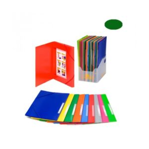 CARPETA SOLAPAS A.4 CON ETIQUETAS Y GOMA VERDE OSCURO