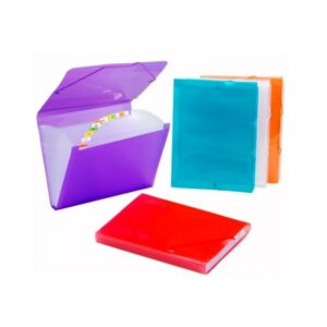 Carpeta acordeón A4 PP con gomas roja