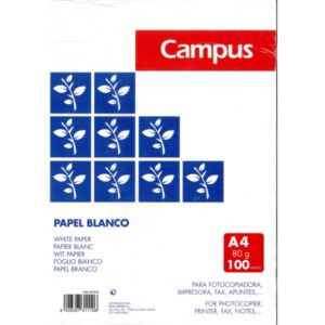 Papel blanco, paquete 100 hojas, A4 80g Campus University XL