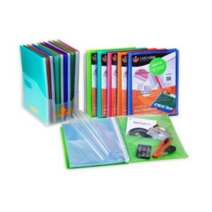 Carpeta espiral con fundas y portada canguro 60 fundas color Roja