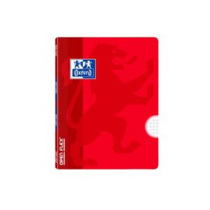 OXFORD OPENFLEX LIBRETA GRAPADA A4 – Tapa de plástico – grapada – 5×5 con margen – 48 Hojas – Rojo
