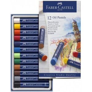 Estuche de cartón Faber-Castell con 12 pasteles de aceite, multicolor