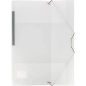 Carpeta transparente de Polipropileno con gomas y 3 solapas. Tamaño Folio