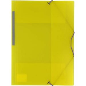 Carpeta de Polipropileno con gomas y 3 solapas, color amarillo, tamaño Folio