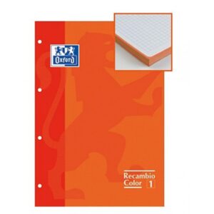RECAMBIO OXFORD ROJO A4 80 HOJAS CUADRICULA DE 5X5 CON BORDES DE COLOR