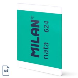 Cuaderno A4 encolado, papel cuadriculado, 48 hojas de 95 gr/m, colección MILAN nata 624 since 1918, Verde