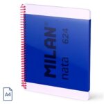Cuaderno A4 con espiral y tapa dura, 80 hojas blancas de 95 gr/m, colección MILAN nata 624 since 1918, azul