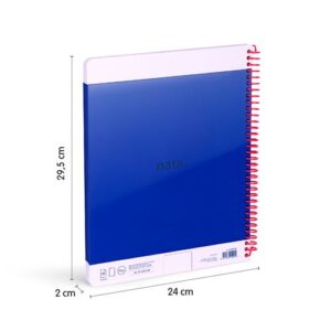 Cuaderno A4 con espiral y tapa dura, 80 hojas blancas de 95 gr/m, colección MILAN nata 624 since 1918, azul