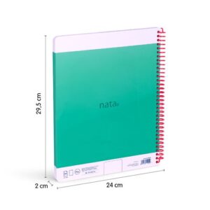 Cuaderno A4 con espiral y tapa dura, papel cuadriculado, 80 hojas de 95gr/m, colección MILAN nata 624 since 1918, verde