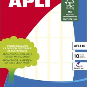 Etiquetas adhesivas blancas permanentes APLI 10 de escritura manual (12 x 30 mm), pack de 10 hojas (350 etiquetas)