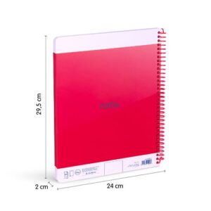 Cuaderno A4 con espiral y tapa dura, papel cuadriculado, 80 hojas de 95gr/m, colección MILAN nata 624 since 1918, rosa