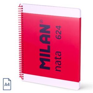 Cuaderno A4 con espiral y tapa dura, papel cuadriculado, 80 hojas de 95gr/m, colección MILAN nata 624 since 1918, rosa