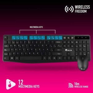 Kit de Teclado Multimedia y Ratón 1200dpi Inalámbricos 2.4GHz (QWERTY Español) NGS ALLUREKIT