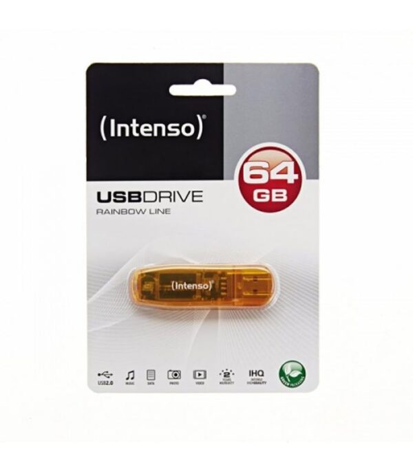 PENDRIVE 64GB USB2.0 INTENSO RAINBOW NARANJA
