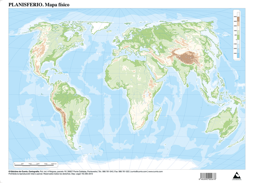 Mapa Planisferio A4 Fisico Mudo
