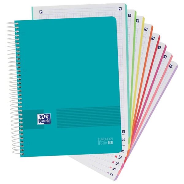 Cuaderno espiral oxford europeanbook 8 live&go tapa plastico din a4+ 160 hojas cuadro 5 mm colores surtidos - Imagen 5
