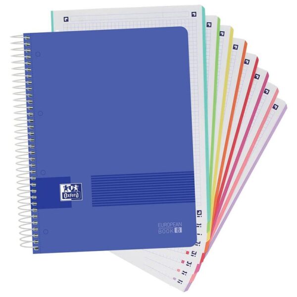 Cuaderno espiral oxford europeanbook 8 live&go tapa plastico din a4+ 160 hojas cuadro 5 mm colores surtidos - Imagen 4