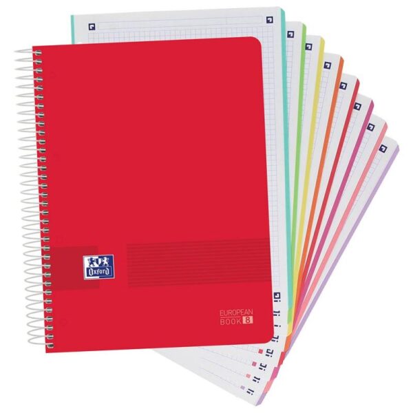 Cuaderno espiral oxford europeanbook 8 live&go tapa plastico din a4+ 160 hojas cuadro 5 mm colores surtidos - Imagen 2