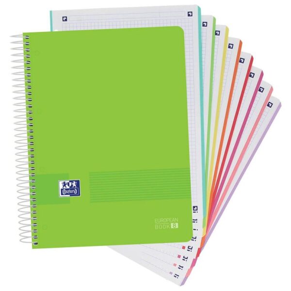 Cuaderno espiral oxford europeanbook 8 live&go tapa plastico din a4+ 160 hojas cuadro 5 mm colores surtidos - Imagen 6