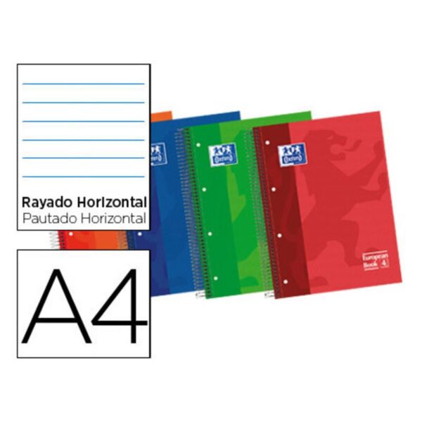 Cuaderno Espiral Oxford Europeanbook 5 Formato A4-Horizontal 1 Linea - 120 Hojas - Tapa Extradura acabado Brillante