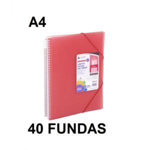 CARPETA 40 FUNDAS A4 ESPIRAL ARCHIVEX STAR ROJO