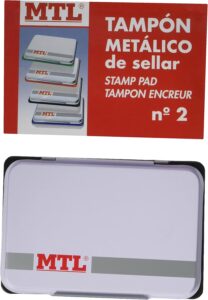 Tampón metálico de sellar, 109 x70 mm, color Azul